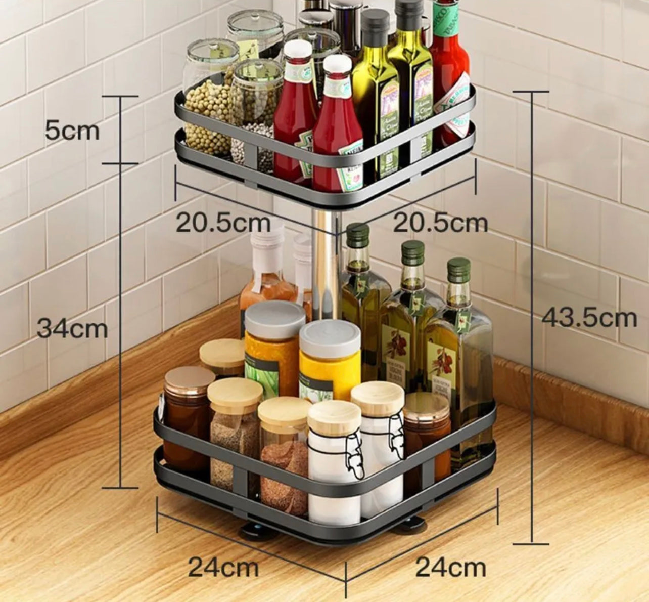 Viviendo Square Rotating Kitchen Storage Spice Organiser Rack Pantry Bathroom