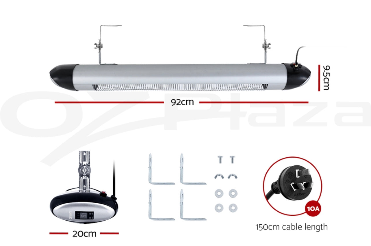 Devanti Infrared Heater Electric Radiant Strip Patio Heaters Remote 1500W 2000W