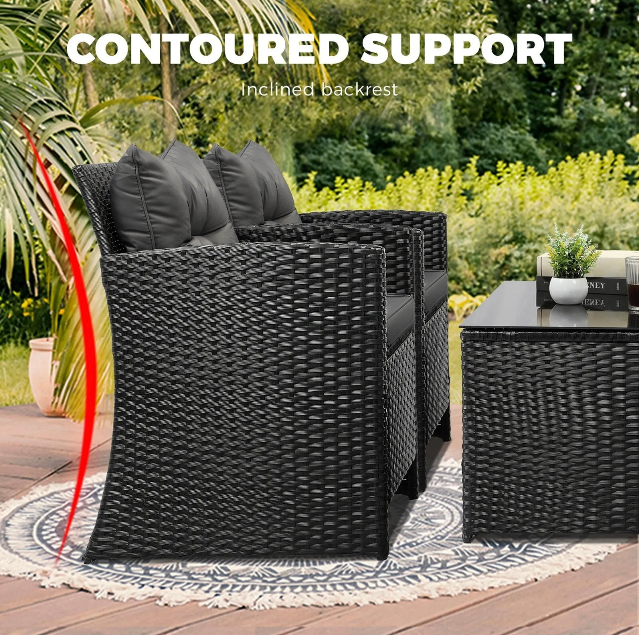 Gardeon 4 PCS Outdoor Furniture Setting Lounge Dining Set Wicker Garden Patio