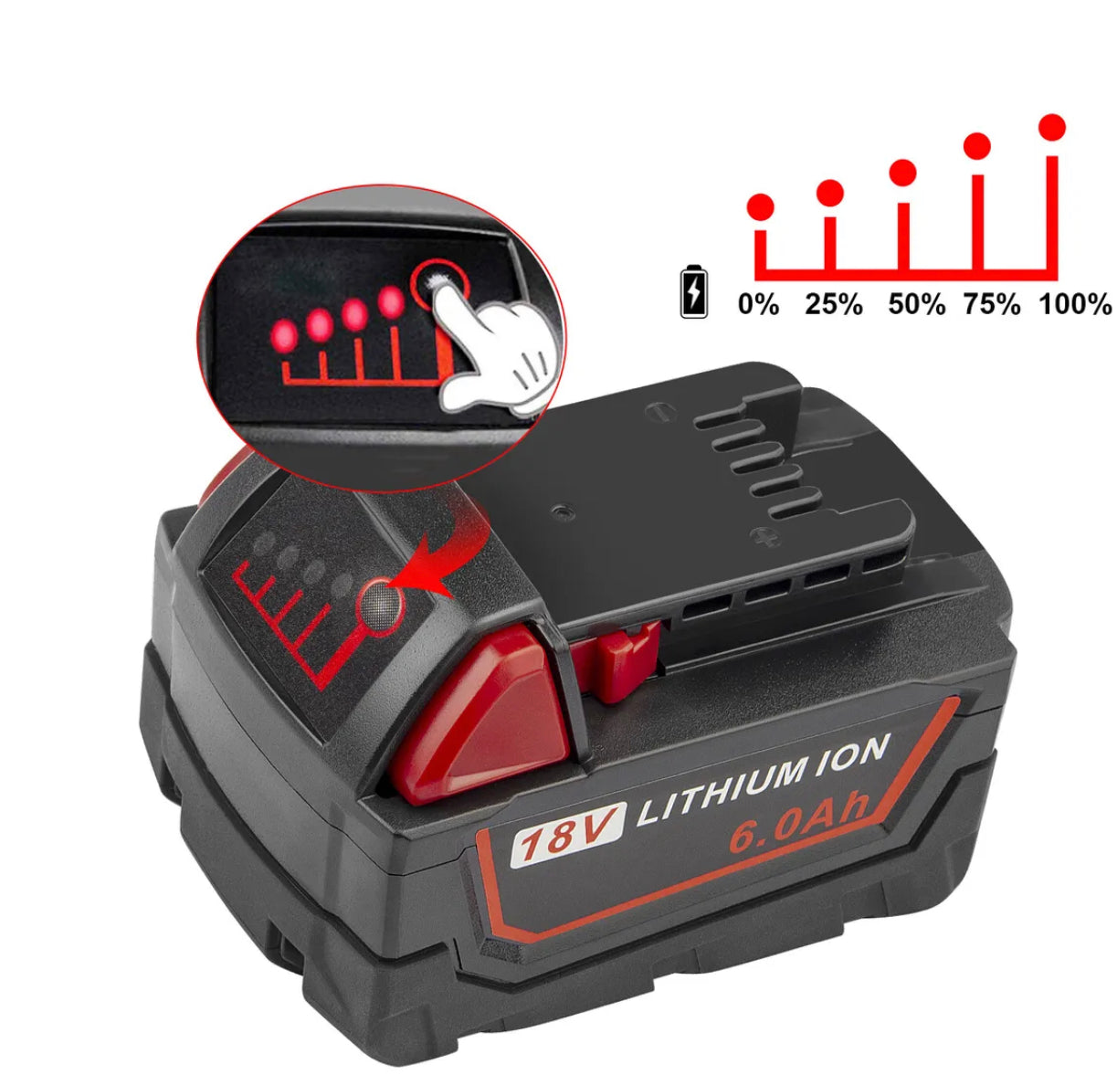 2X For Milwaukee M18 Lithium XC 6.0 Ah 18V Extended Capacity Battery 48-11-1860