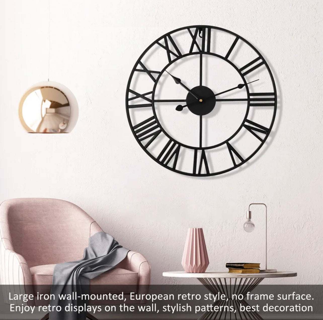 Large Roman Wall Clock Big Numeral Giant Round Face Outdoor Garden Silent