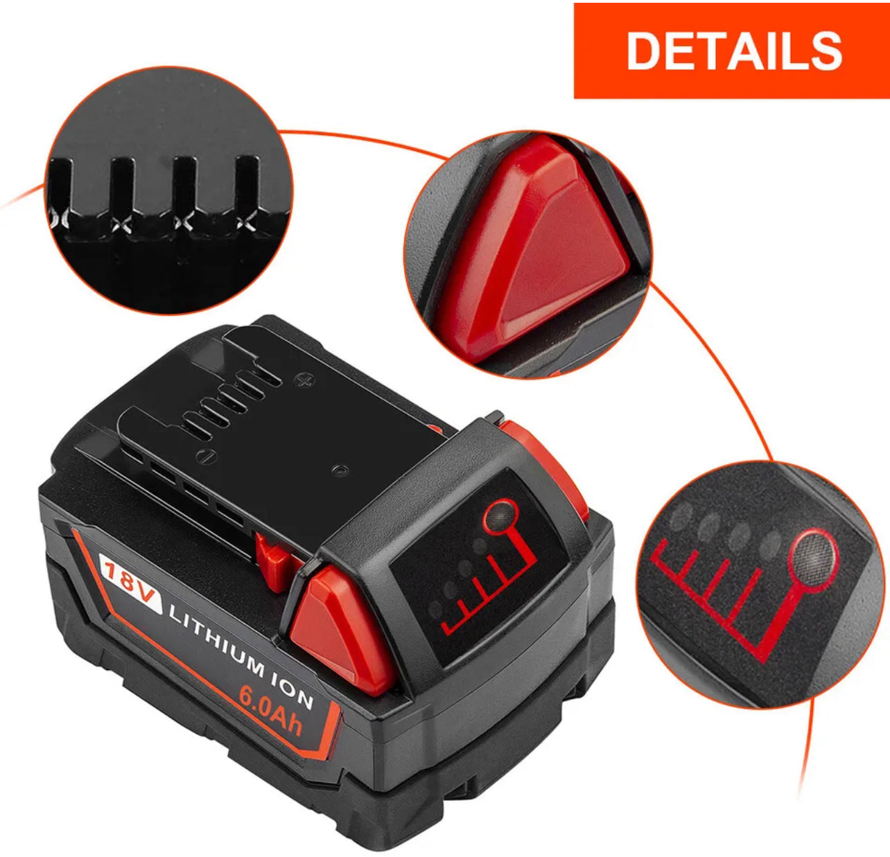 2X For Milwaukee M18 Lithium XC 6.0 Ah 18V Extended Capacity Battery 48-11-1860