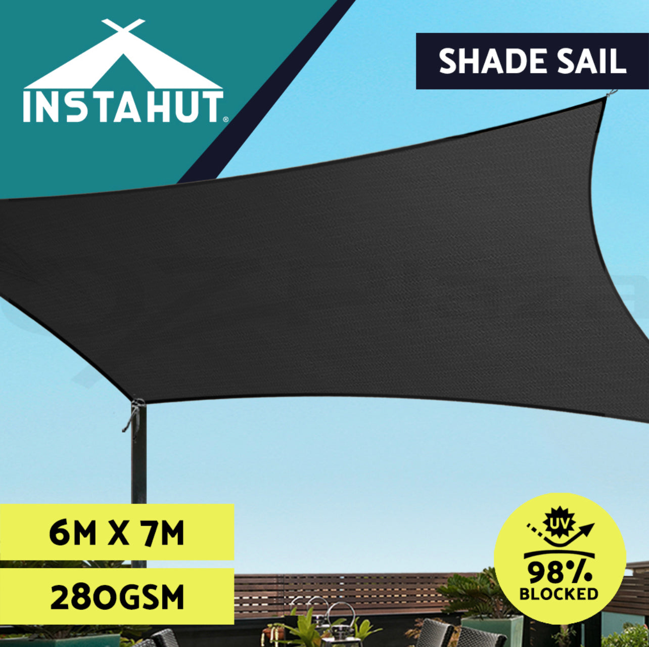 Instahut Shade Sail Cloth Rectangle Sun Awning Shadecloth Heavy Canopy 280gsm