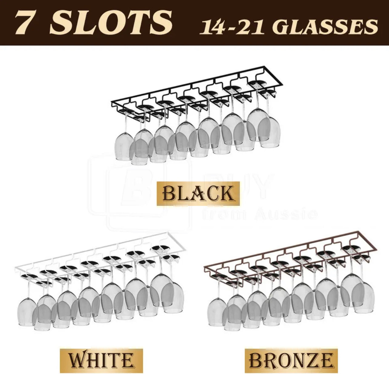 8/7/6/5/4/3 Slots Wine Glass Rack Holder Hanger Hanging Bar Storage Drying Rack