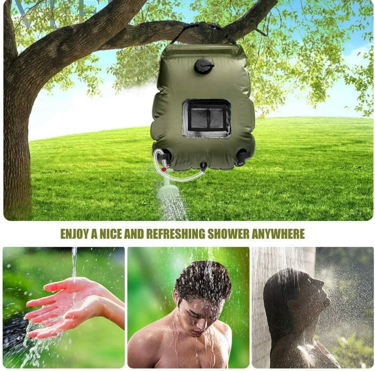 20L Camp Shower Bag Solar Heat Water Pipe Portable Camping Hiking Travel Outdoor