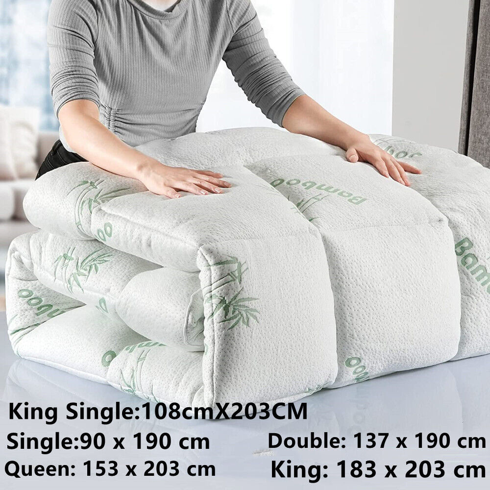 1000GSM Bamboo Pillowtop Mattress Topper Bed Matress Protector King Queen Double