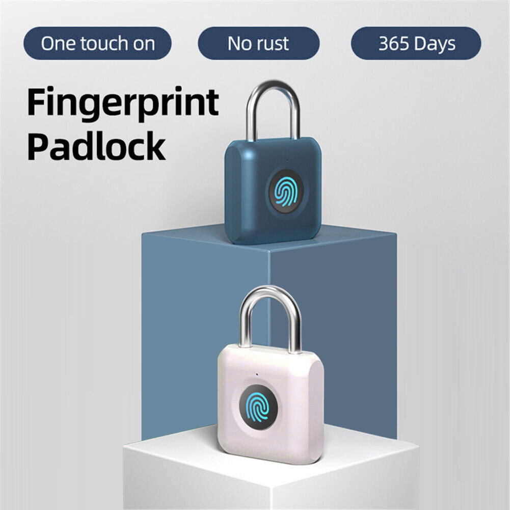 AU- Smart Fingerprint Door Lock USB Charging Portable Keyless Security Padlock