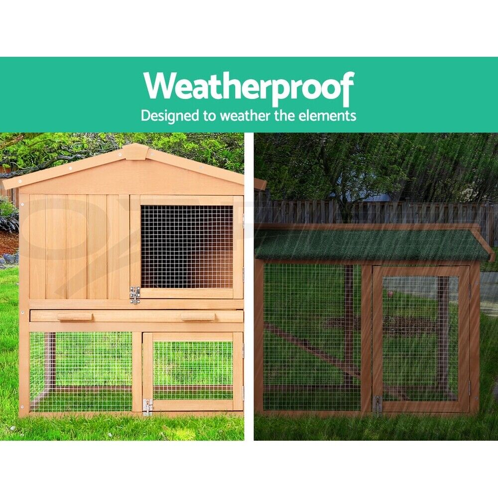 Rabbit Hutch Chicken Coop Hutches Large Run Wooden Cage House Outdoor