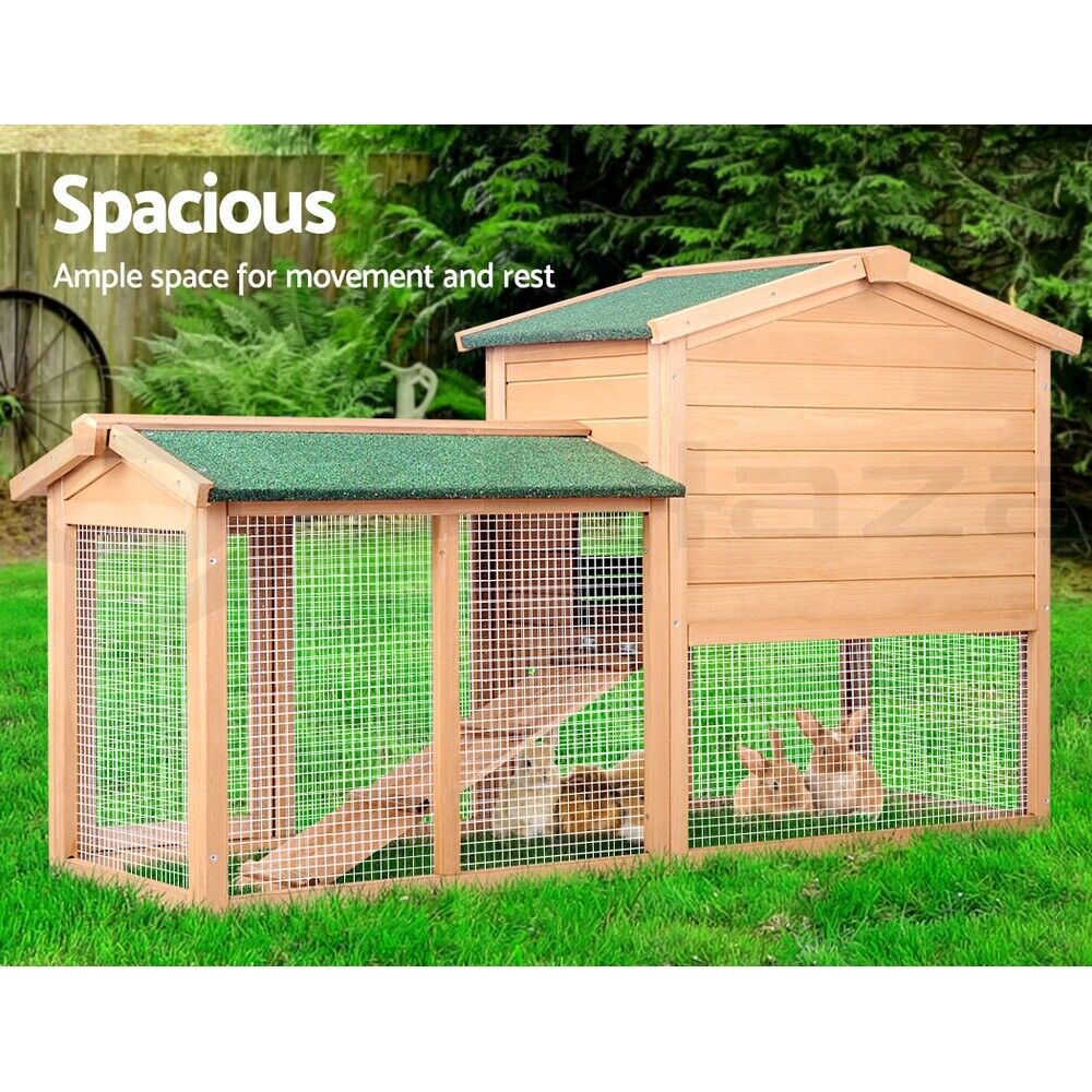 Rabbit Hutch Chicken Coop Hutches Large Run Wooden Cage House Outdoor