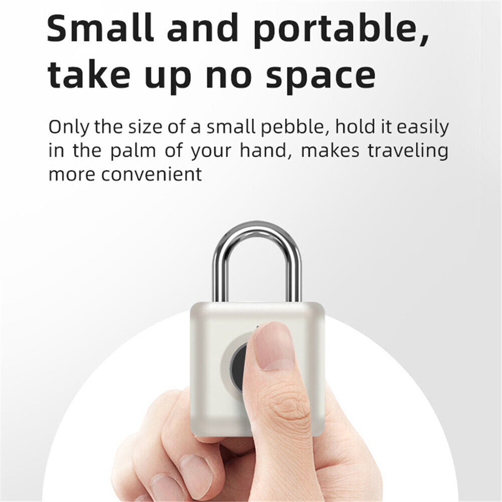 AU- Smart Fingerprint Door Lock USB Charging Portable Keyless Security Padlock