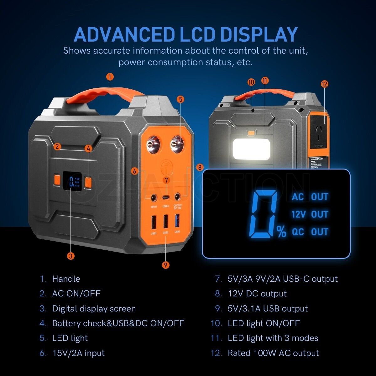 70200mAh Portable Generator 100W Solar Power Charging Station Battery Backup