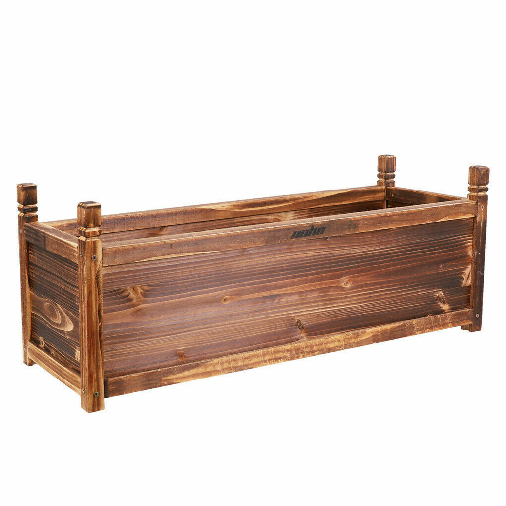 Outdoor Wooden Garden Raised Bed Flowers Herbs Pot Planter Box Porch Patio Decor