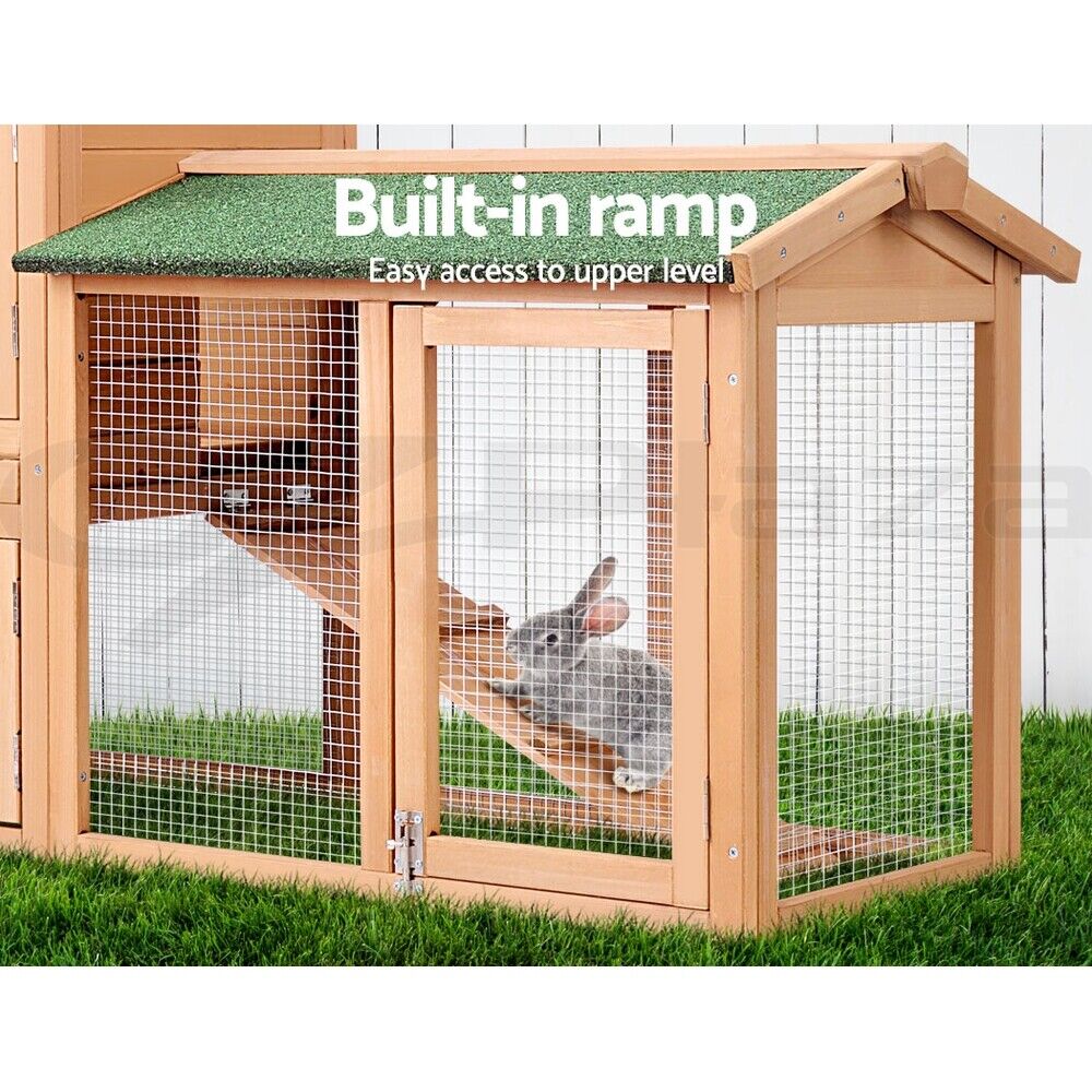 Rabbit Hutch Chicken Coop Hutches Large Run Wooden Cage House Outdoor