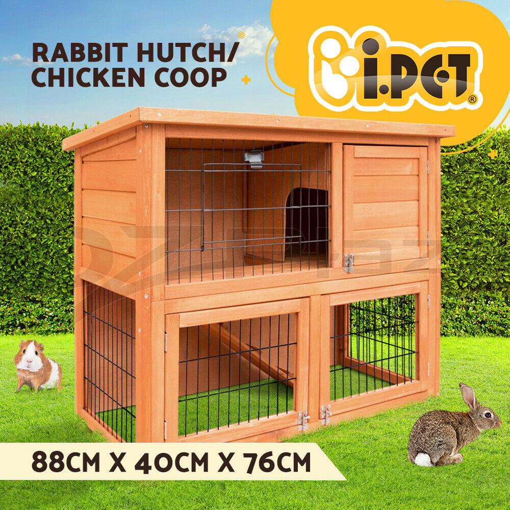 Rabbit Hutch Chicken Coop Hutches Large Run Wooden Cage House Outdoor