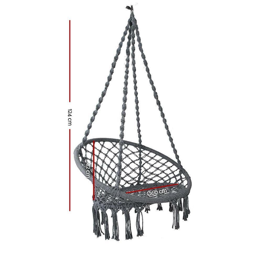 Hammock Chair Swing Rope Indoor Portable Outdoor Camping Hammocks Grey