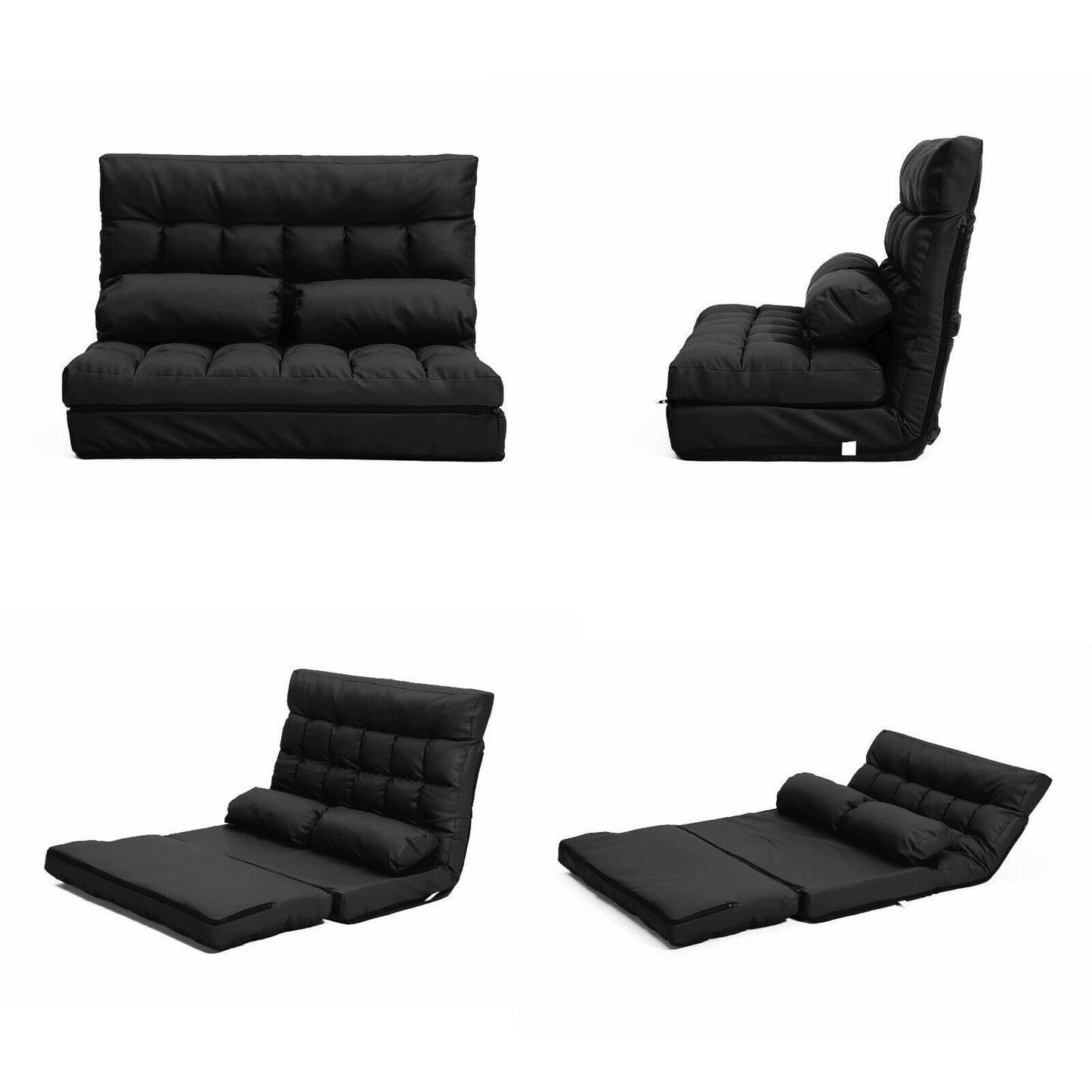 Lounge Sofa Double Seat Couch Bed Floor Recliner Folding Chaise Chair Adjustable