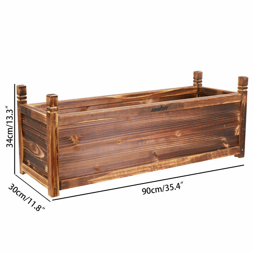 Outdoor Wooden Garden Raised Bed Flowers Herbs Pot Planter Box Porch Patio Decor