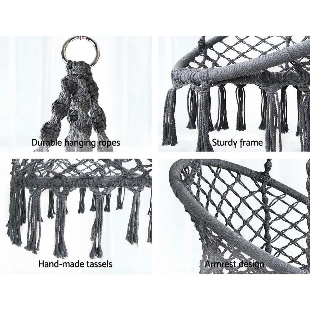 Hammock Chair Swing Rope Indoor Portable Outdoor Camping Hammocks Grey