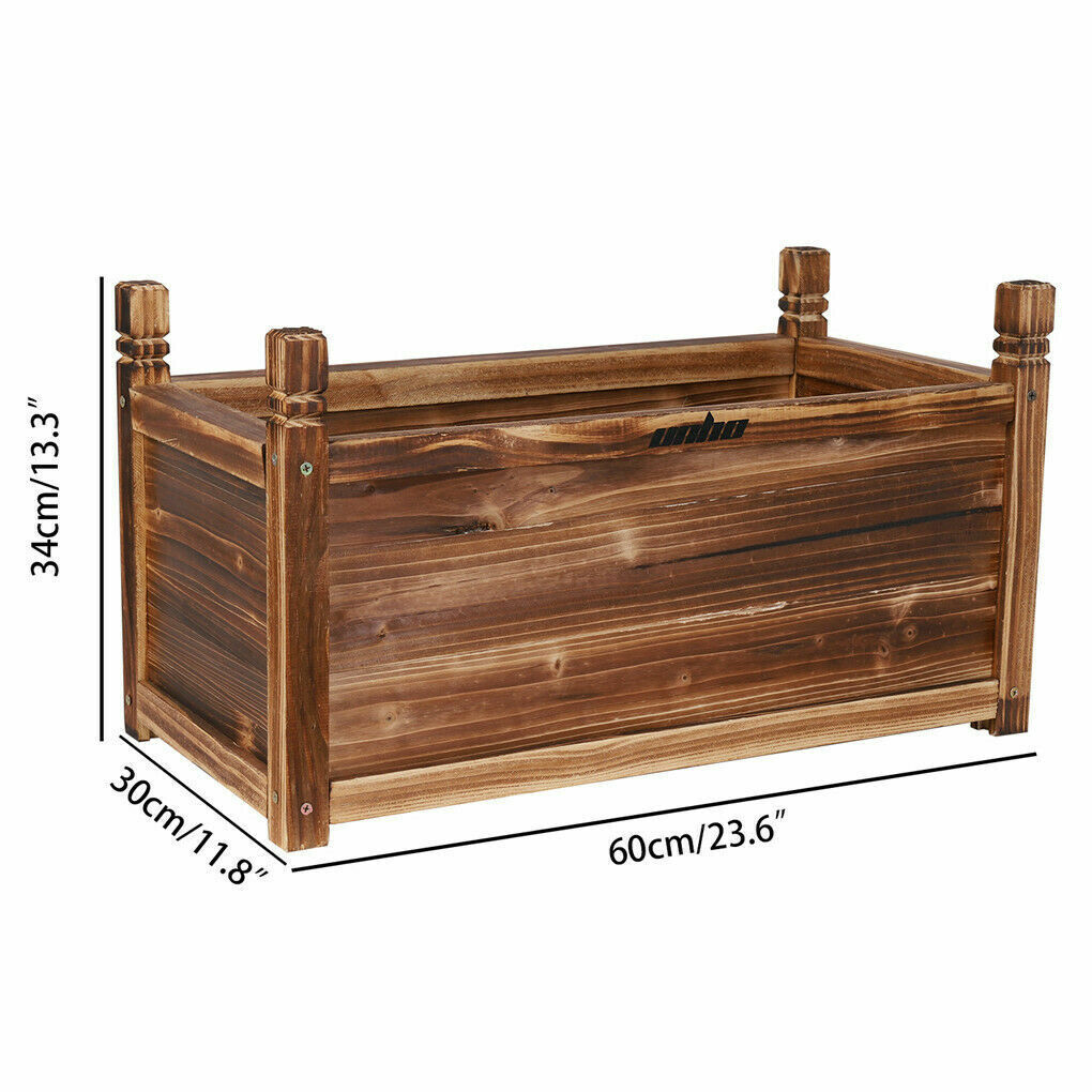 Outdoor Wooden Garden Raised Bed Flowers Herbs Pot Planter Box Porch Patio Decor