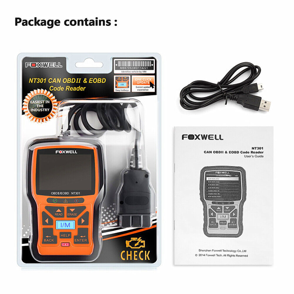 FOXWELL NT301 Car OBD2 EOBD Scanner Auto Code Reader Engine Diagnostic Scan Tool