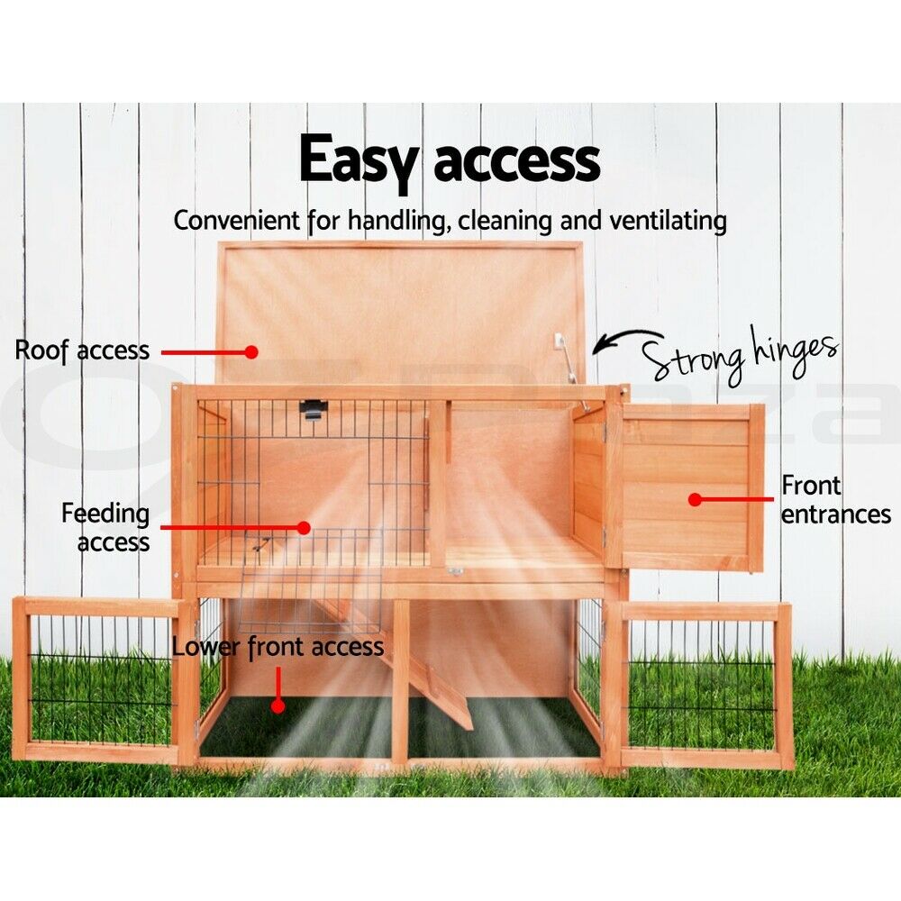 Rabbit Hutch Chicken Coop Hutches Large Run Wooden Cage House Outdoor