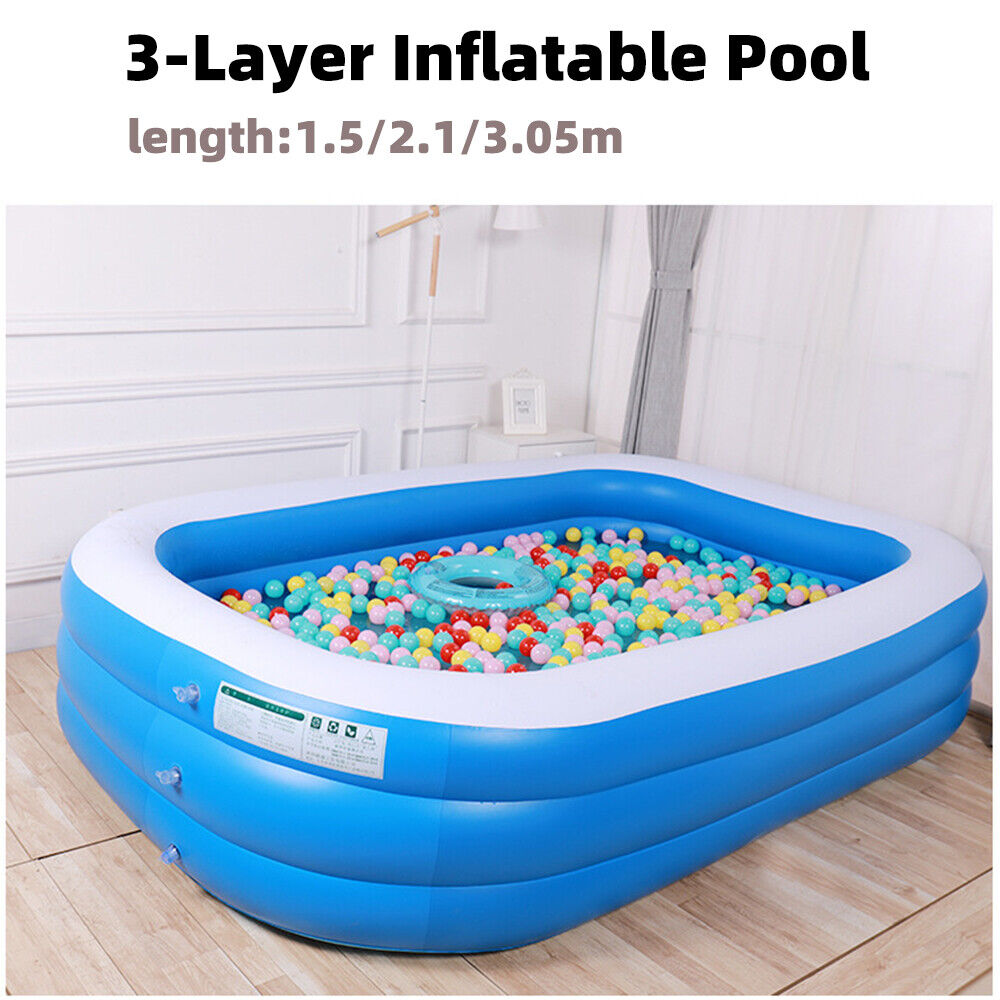 3-Layer Inflatable Swimming Pool Children Kids Adult Family Above-Ground Pools