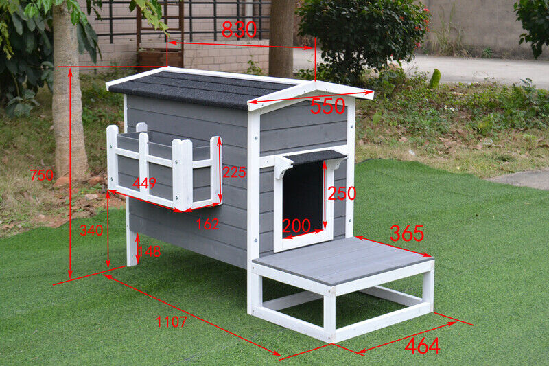 PawHub Small Animal Pet Dog Kennel Timber Cat House Cabin Wood Log Box With Deck