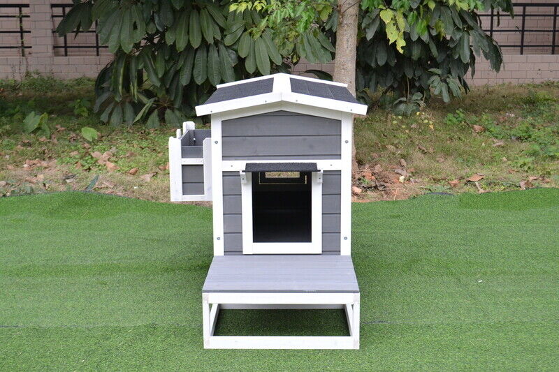 PawHub Small Animal Pet Dog Kennel Timber Cat House Cabin Wood Log Box With Deck