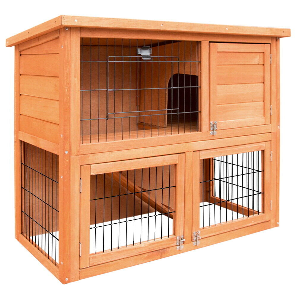 Rabbit Hutch Chicken Coop Hutches Large Run Wooden Cage House Outdoor