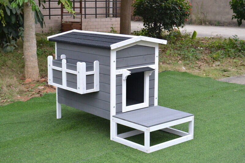 PawHub Small Animal Pet Dog Kennel Timber Cat House Cabin Wood Log Box With Deck