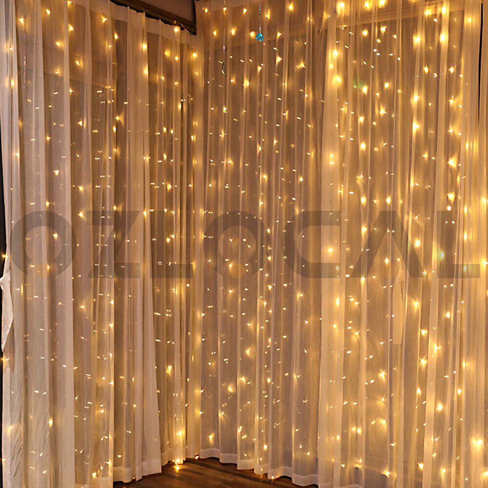 300/600 Led Curtain Fairy Lights Wedding Indoor Outdoor Christmas Garden Party