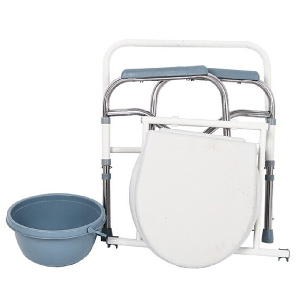 Bedside Bathroom Foldable Commode Toilet Chair Adjustable Shower Stainless