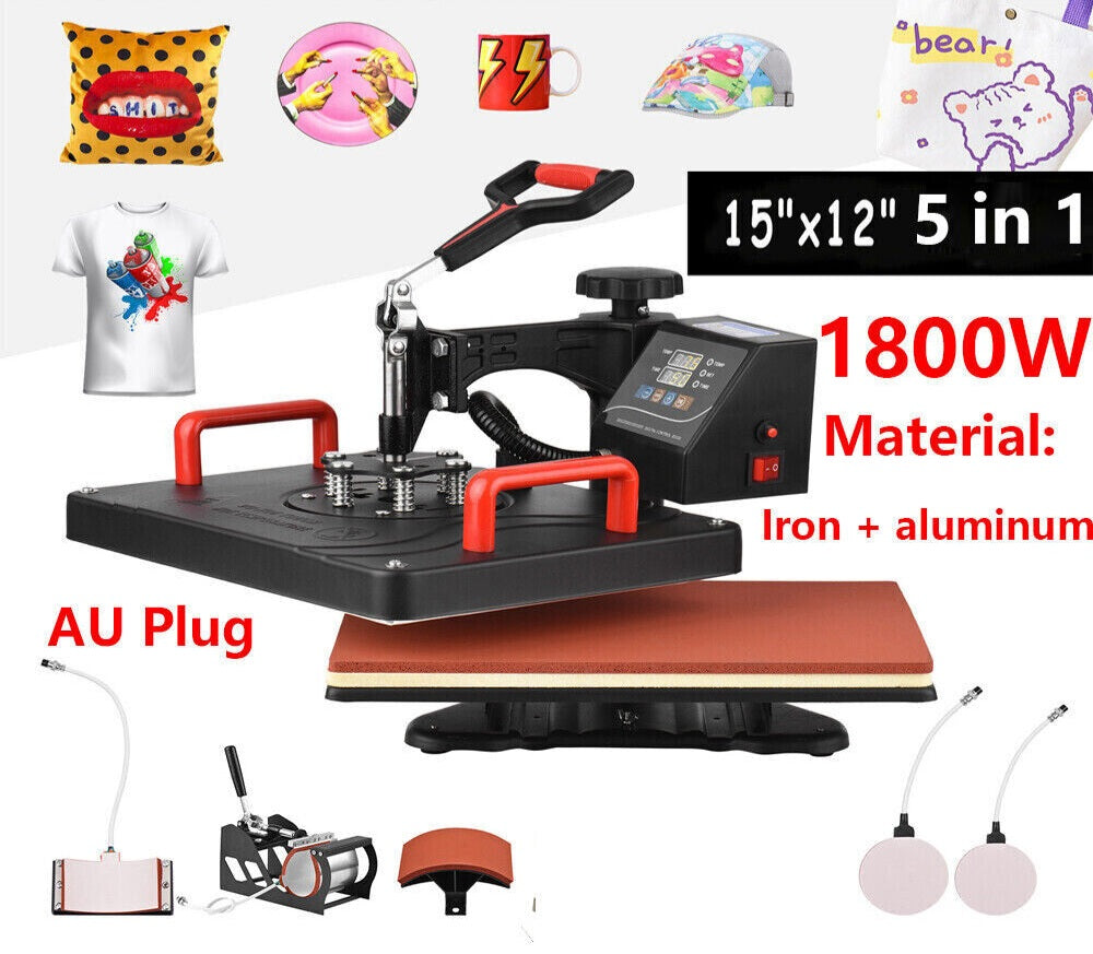 5 in 1 Heat Press Transfer T-Shirt Mug Hat Sublimation Printer Printing Machine