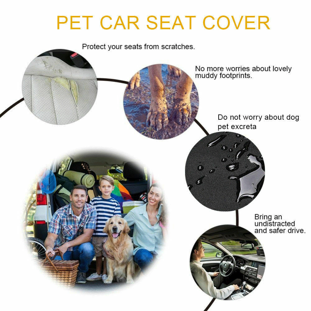 Nonslip Pet Car Back Seat Cover Cat Dog Waterproof Protector Hammock Mat Black