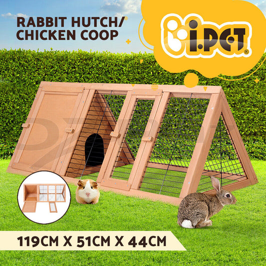 Rabbit Hutch Chicken Coop Run Wooden Cage House Outdoor Large