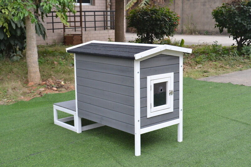 PawHub Small Animal Pet Dog Kennel Timber Cat House Cabin Wood Log Box With Deck