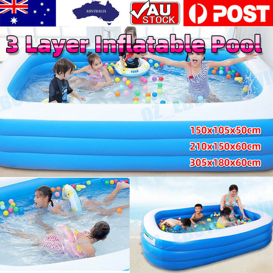 3-Layer Inflatable Swimming Pool Children Kids Adult Family Above-Ground Pools