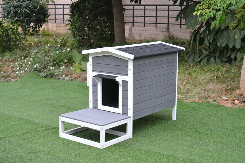 PawHub Small Animal Pet Dog Kennel Timber Cat House Cabin Wood Log Box With Deck