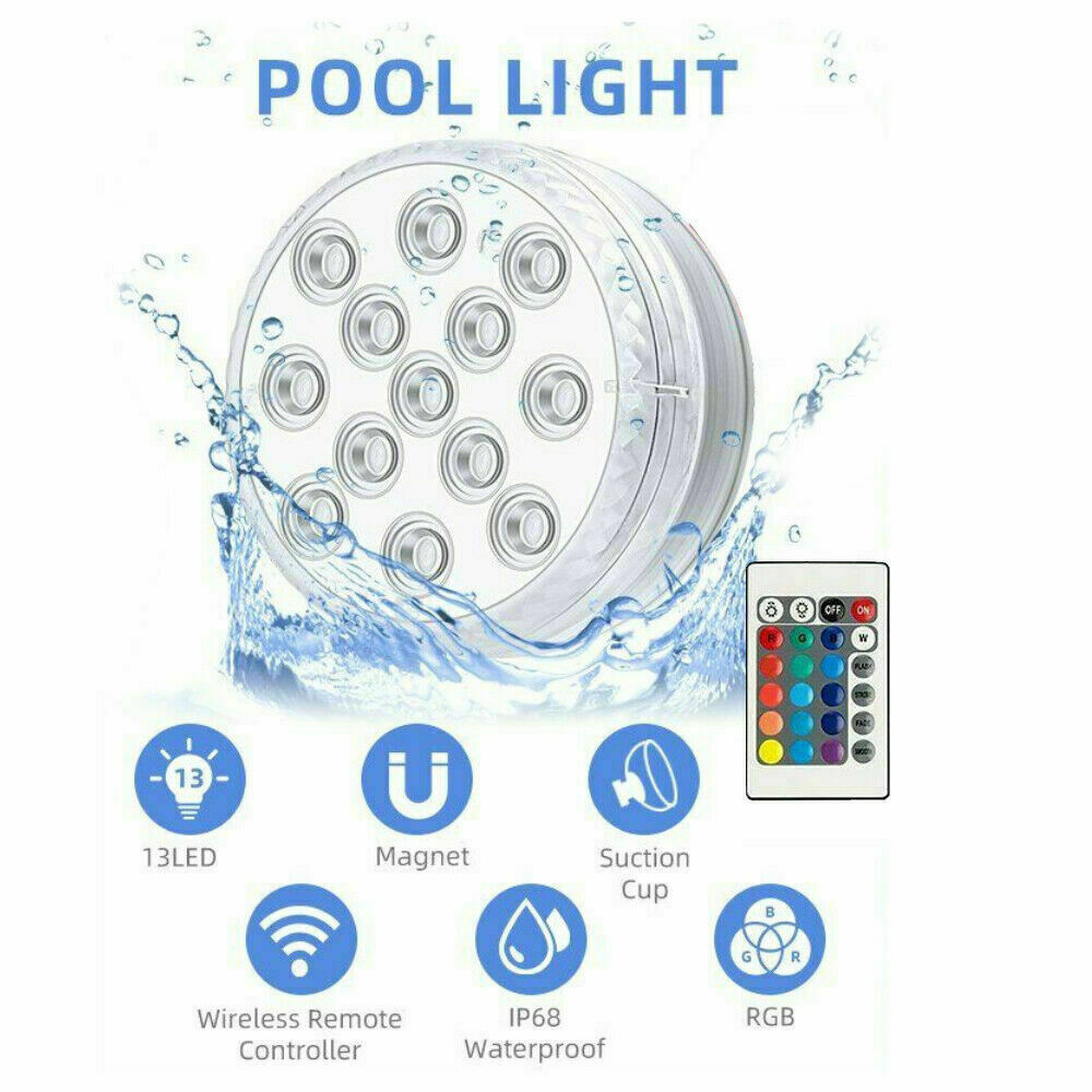 4x Underwater Light Waterproof LED RGB Submersible Aquarium Pool Pond LampRemote