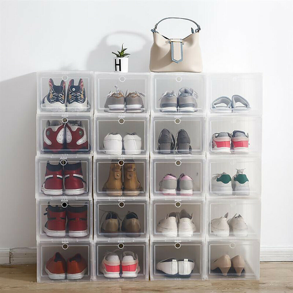 Shoe Display Cases Box Rack Large Storage Cabinet Plastic Boxes Oragniser Drawer