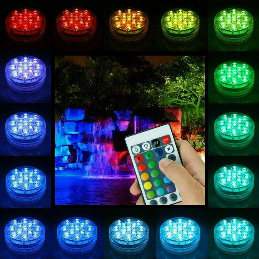 4x Underwater Light Waterproof LED RGB Submersible Aquarium Pool Pond LampRemote