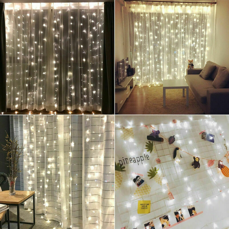 300/600 Led Curtain Fairy Lights Wedding Indoor Outdoor Christmas Garden Party