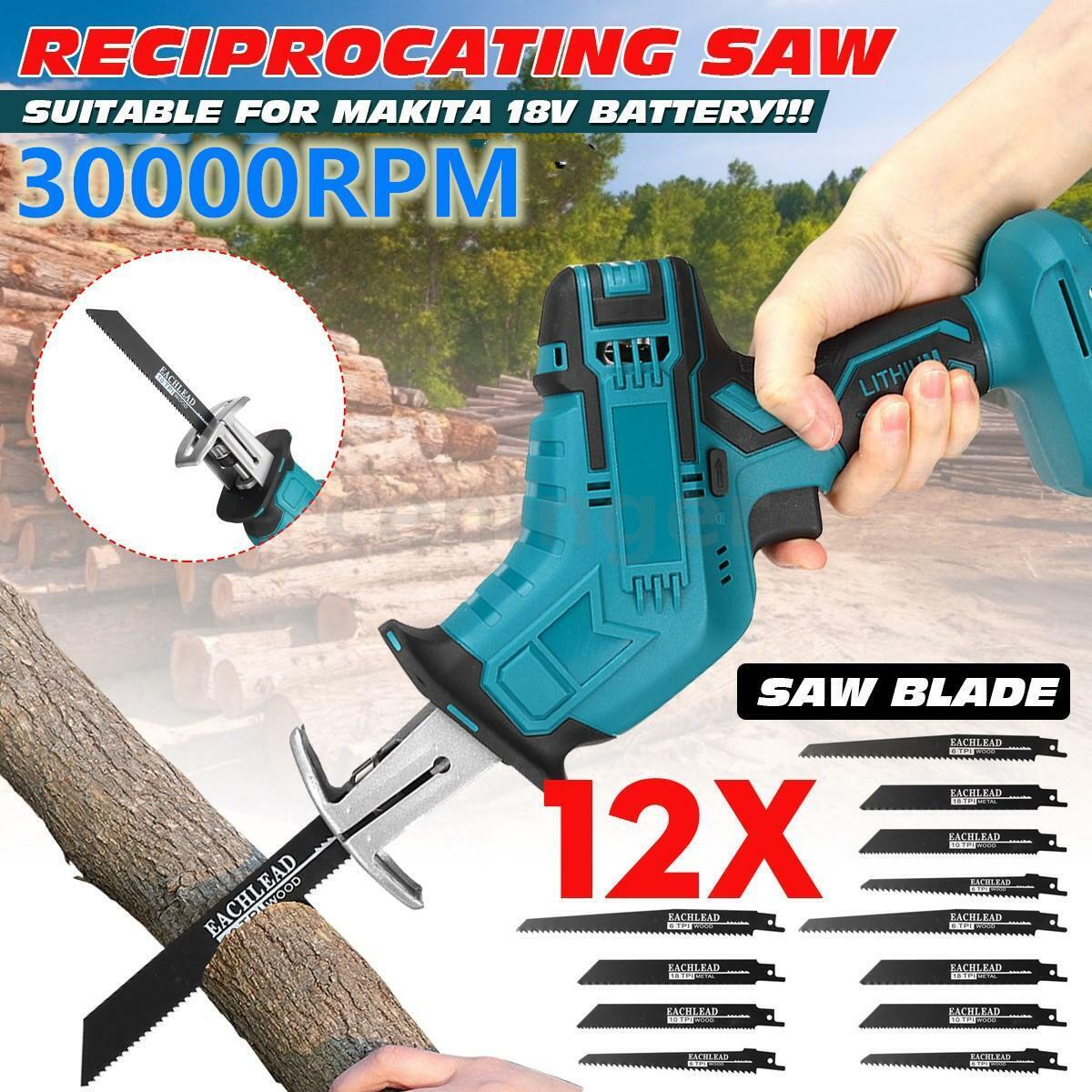 Cordless Electric Reciprocating Saw Cutter w+ 12x Blades For Makita Batter