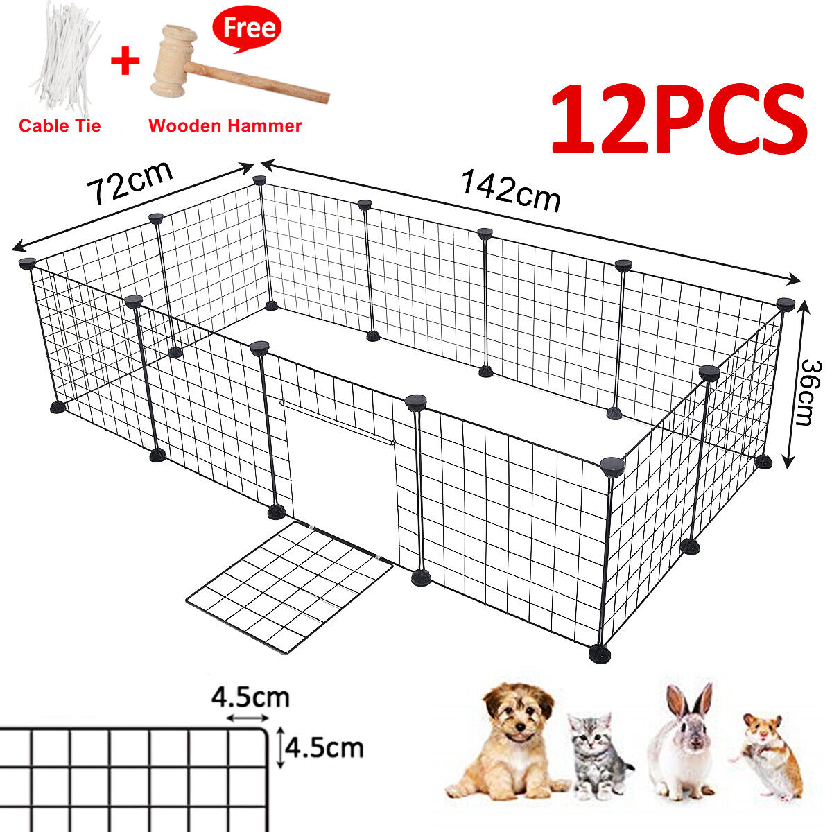 10/12/16PCS Pet Dog Playpen DIY Metal Cage Fence Foldable Enclosure Play Pen AU