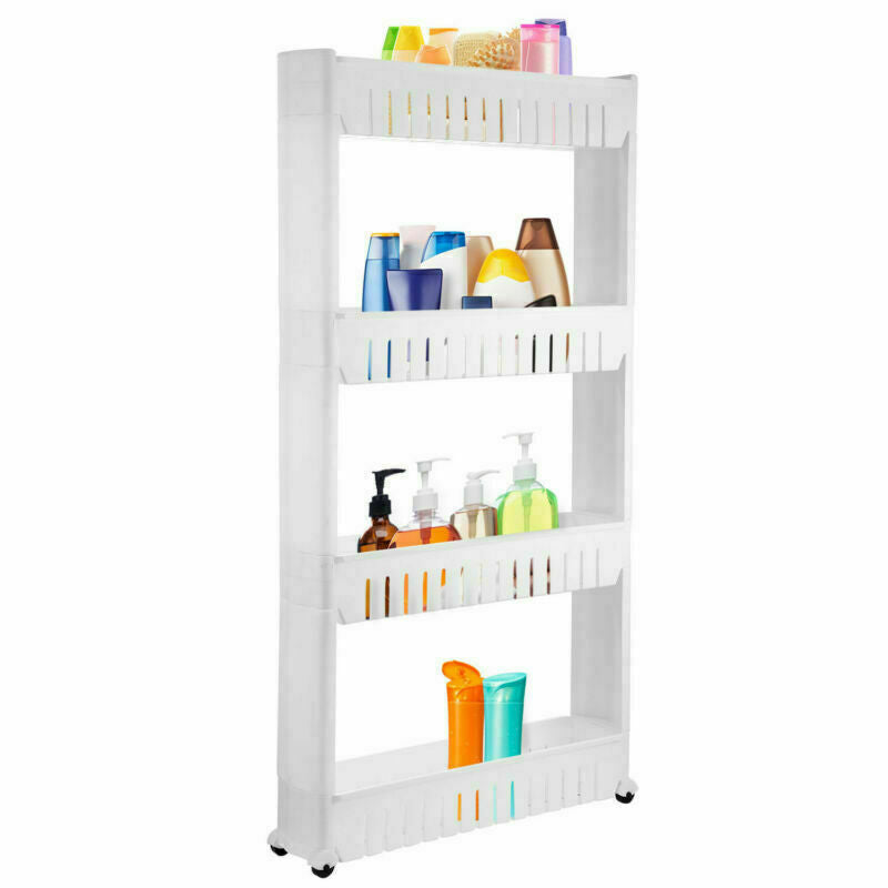 Slim Slide Out Storage Kitchen Pull Out Cart Trolley Shelf Narrow Places Rack AU