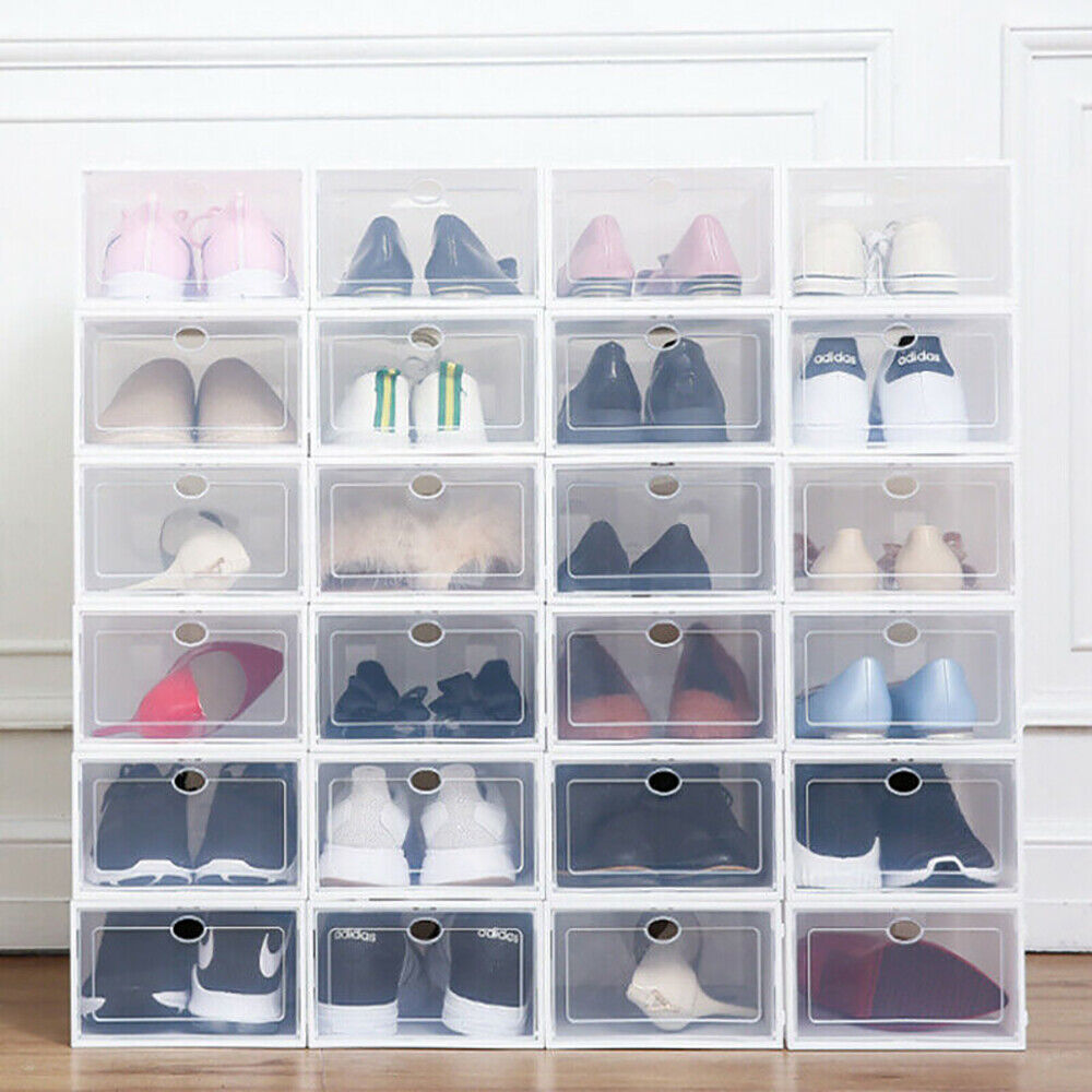 Shoe Display Cases Box Rack Large Storage Cabinet Plastic Boxes Oragniser Drawer