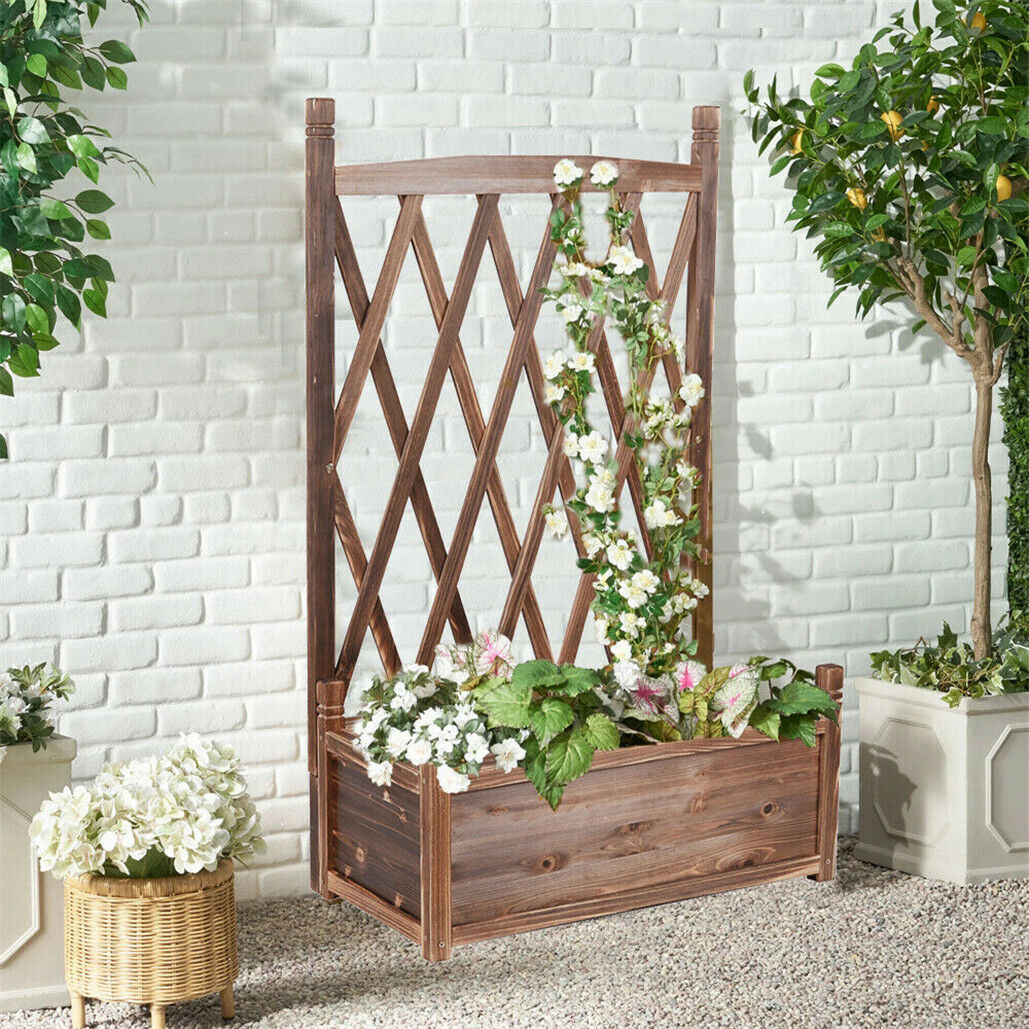 Large Raised Garden Bed Planter Box with Trellis Flower Climbing Indoor Outdoor