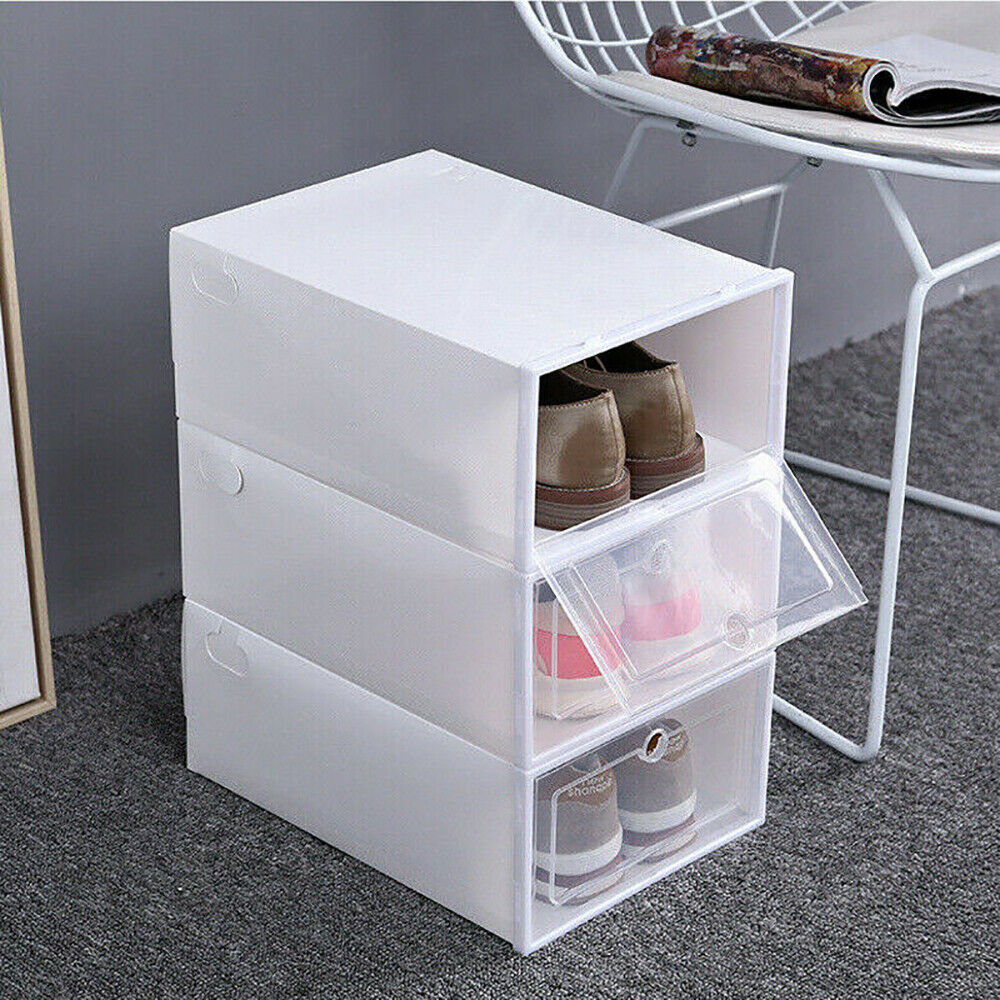 Shoe Display Cases Box Rack Large Storage Cabinet Plastic Boxes Oragniser Drawer