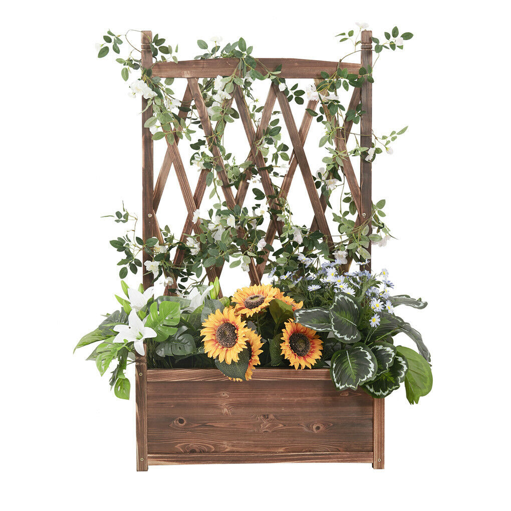 Large Raised Garden Bed Planter Box with Trellis Flower Climbing Indoor Outdoor