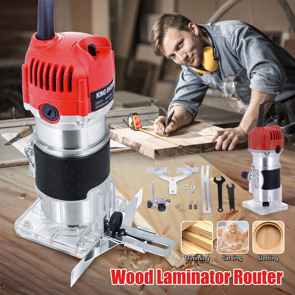 800W Wood Trim Router Woodworking Power Tool 30000 RPM Electric Hand Trimmer AU